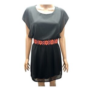 Charming Charlie - EC - Chic Black Dress with Orange Geometric Waistband